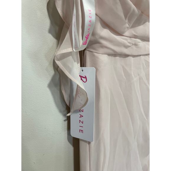 NWT Azazie x Barbie Sweetheart Pleated Chiffon Mermaid Dress Blushing Pink US A0 - Picture 5 of 8